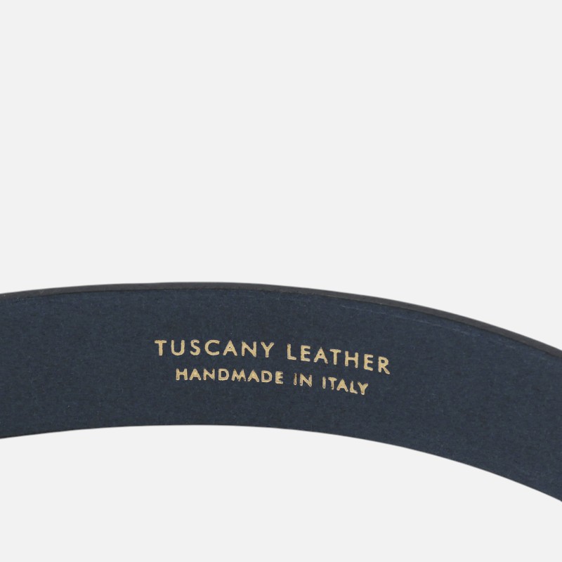 Elegant perforated nubuck leather belt 35mm - 115 cm - Dark Blue - Image 3