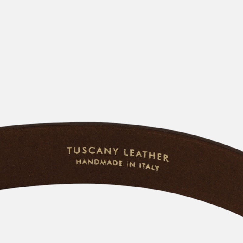 Elegant perforated nubuck leather belt 35mm - 105 cm - Dark Brown - Image 3