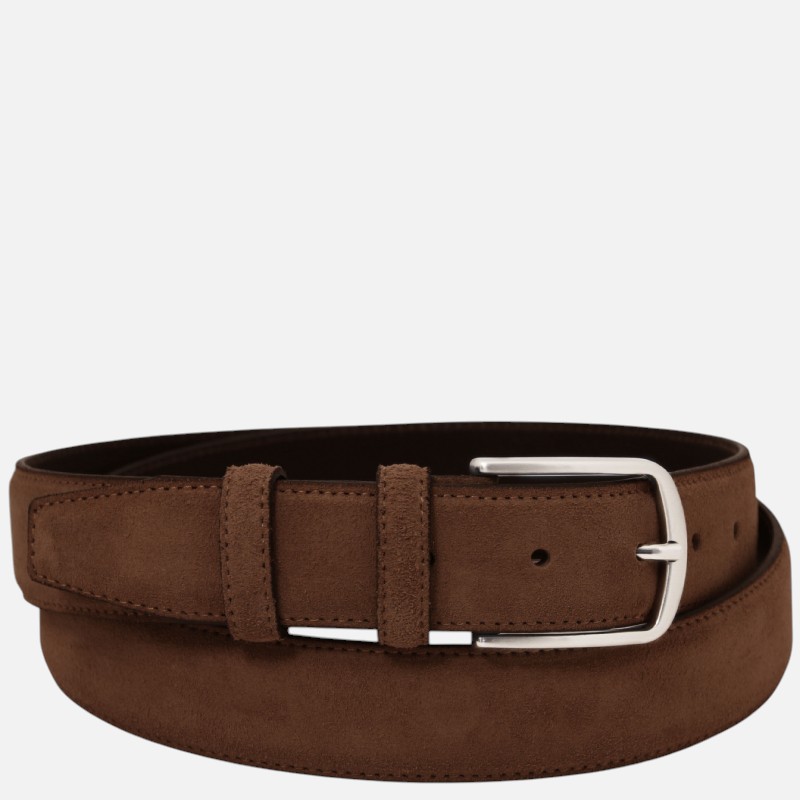 Casual suede leather belt 35mm - Καφέ