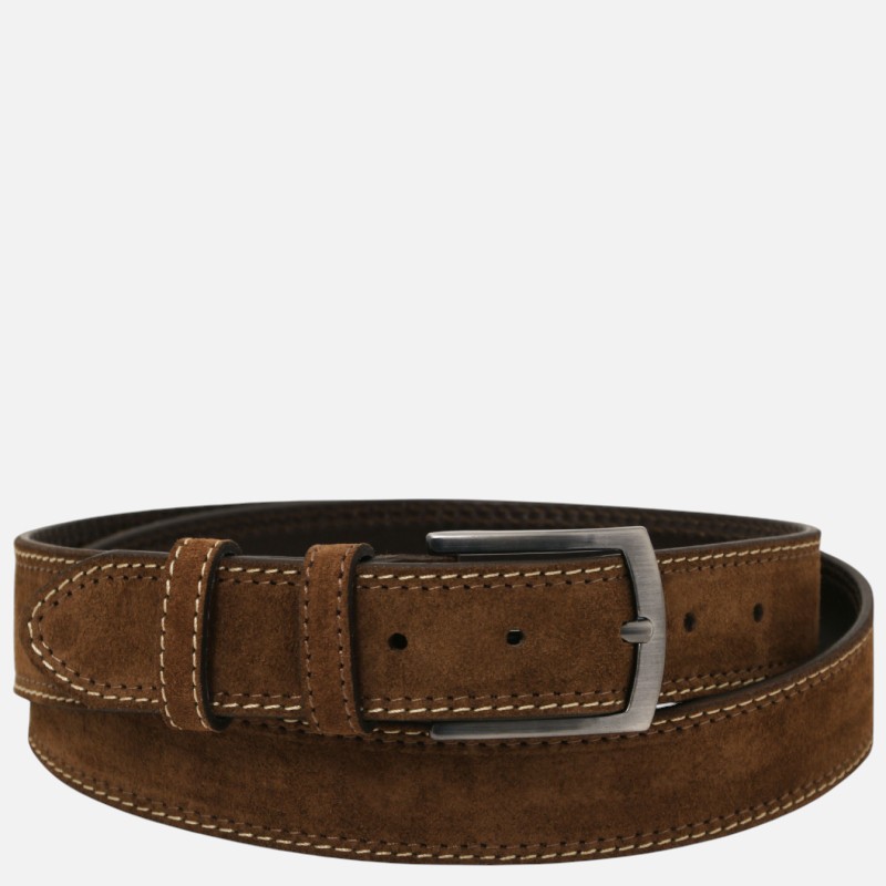 Casual suede leather belt 35mm - Καφέ
