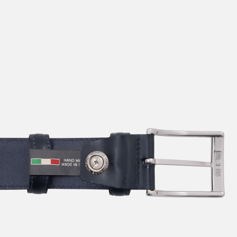 Elegant brushed leather belt 35mm - Μπλε σκούρο - Image 2