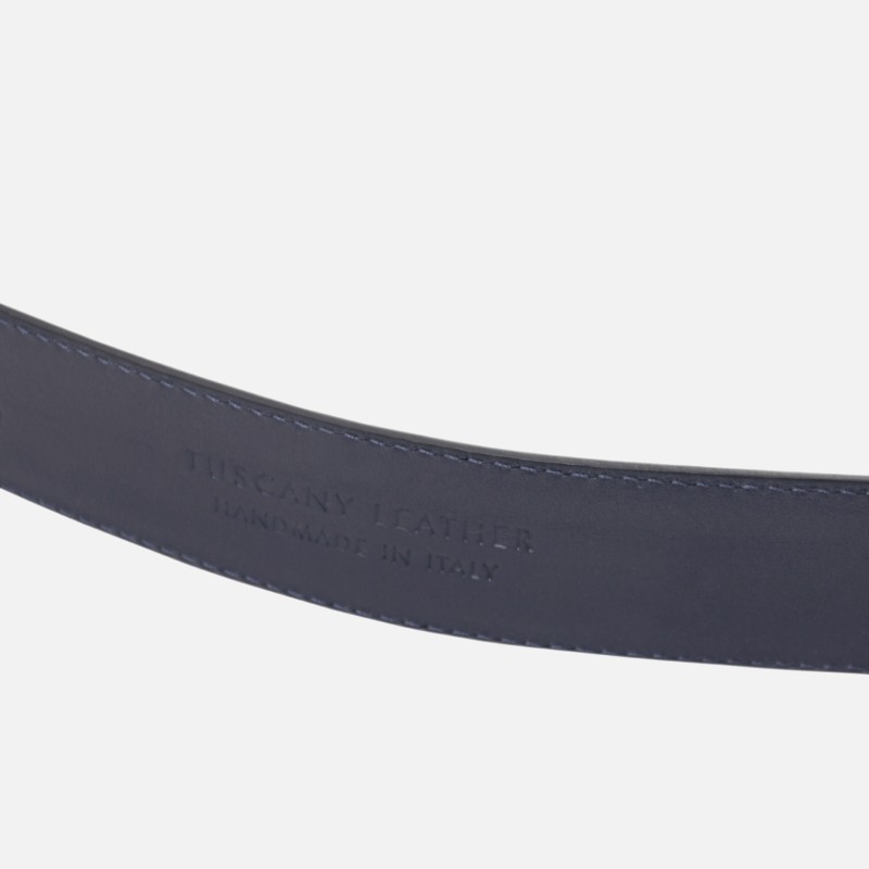 Elegant brushed leather belt 35mm - Μπλε σκούρο - Image 4