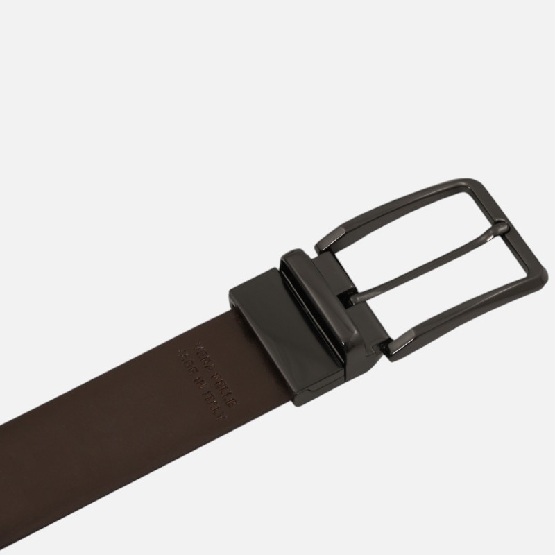 Elegant double-sided brushed leather belt 35mm - Καφέ σκούρο - Image 3