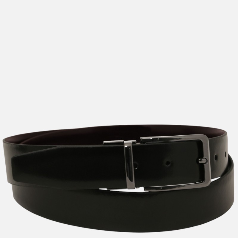Elegant double-sided brushed leather belt 35mm - Καφέ σκούρο - Image 4