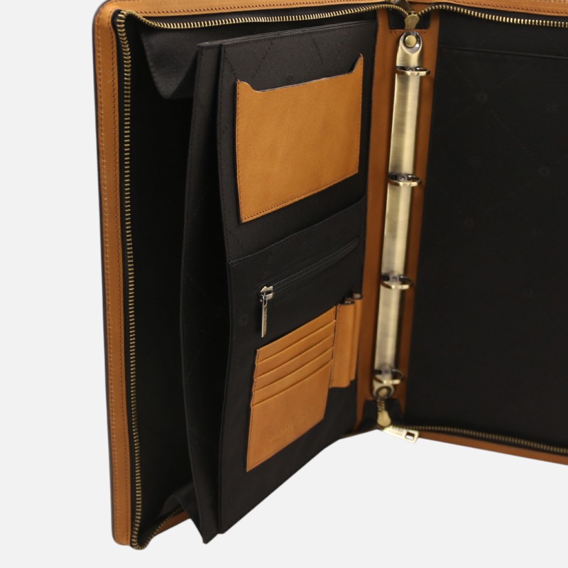 Cesare Leather document case with handle and ring binder - Φυσικό - Image 7
