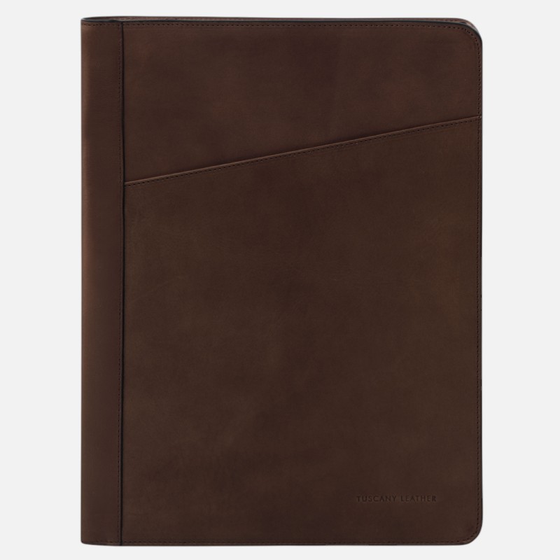 Augusto Leather document case with ring binder - Καφέ σκούρο
