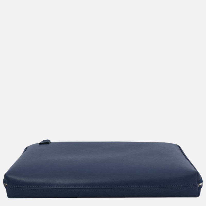 Navy blue slim zippered pouch laid flat on a white background, likely a tablet or document sleeve.