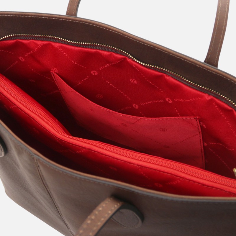 Essenza Leather shoulder bag - Καφέ σκούρο - Image 4