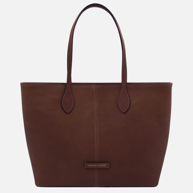 Essenza Leather shoulder bag - Καφέ σκούρο