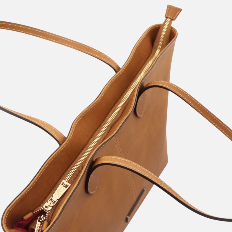 Essenza Leather shoulder bag - Φυσικό - Image 3