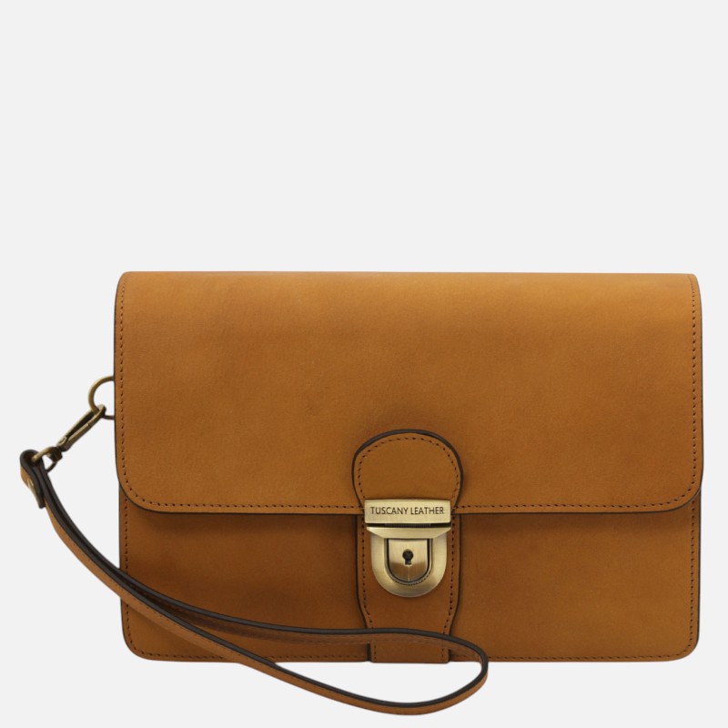 Oliver Leather handy wrist bag - Φυσικό