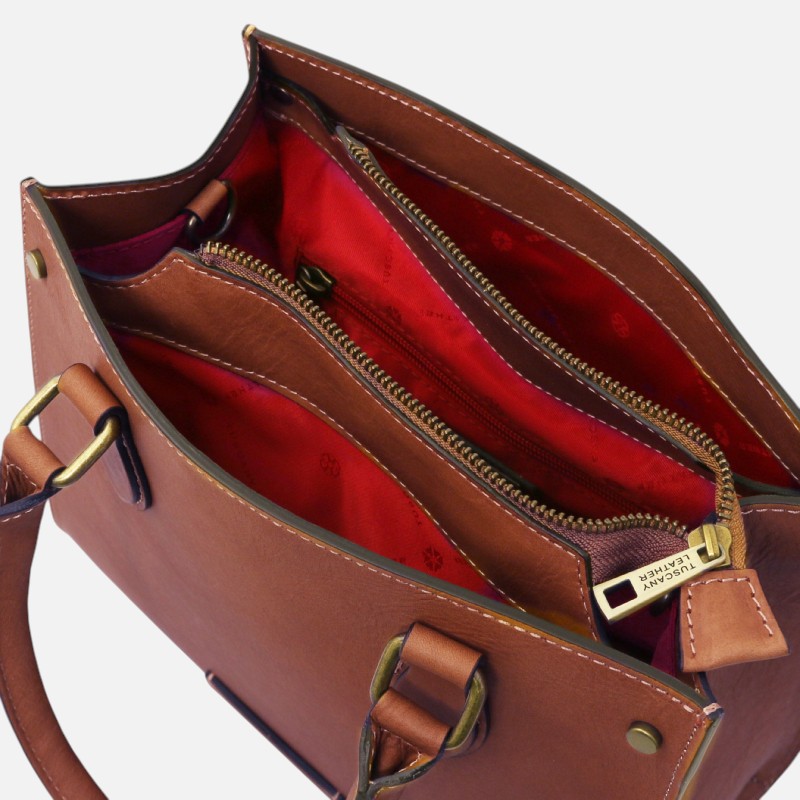 Cipro Leather Handbag and Leather Wallet - Καφέ - Image 7