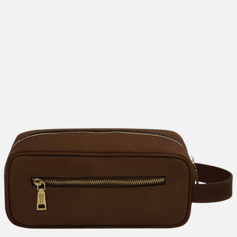 Harvey Leather toiletry bag - Καφέ σκούρο - Image 5