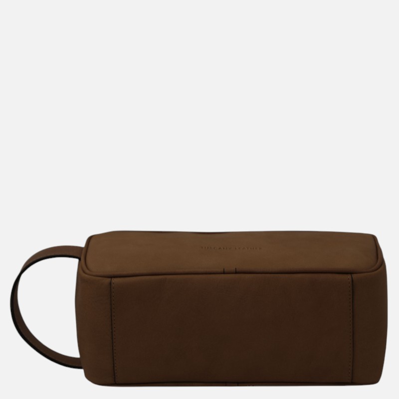 Harvey Leather toiletry bag - Καφέ σκούρο - Image 4