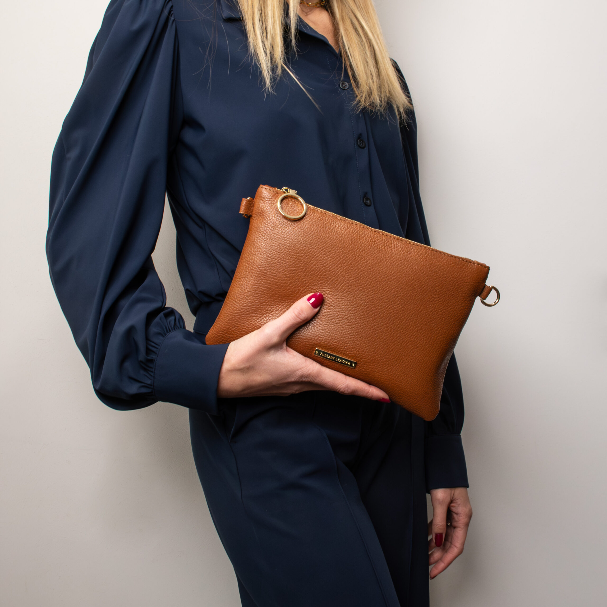 TL Bag Soft leather clutch - Σοκολατί - Image 6