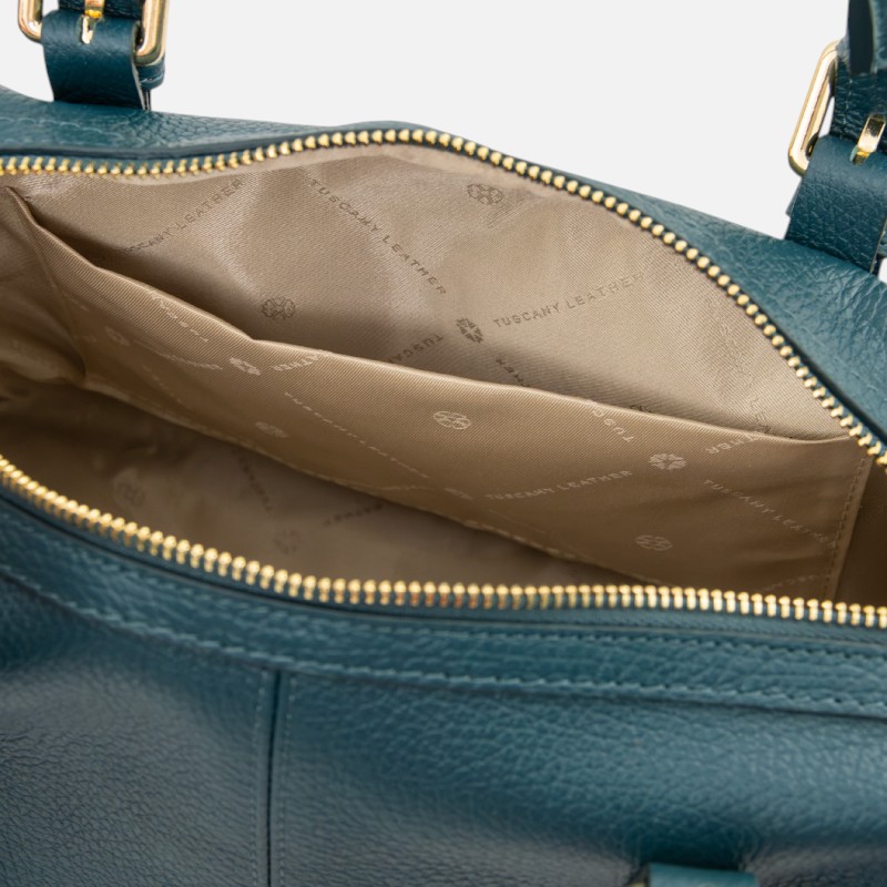 Ribelle Soft leather duffle bag - Πετρόλ - Image 4