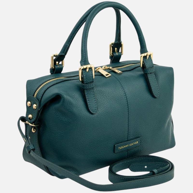 Ribelle Soft leather duffle bag - Πετρόλ - Image 2