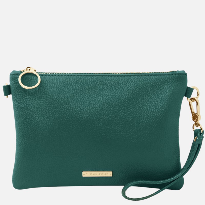 TL Bag Soft leather clutch - Πετρόλ