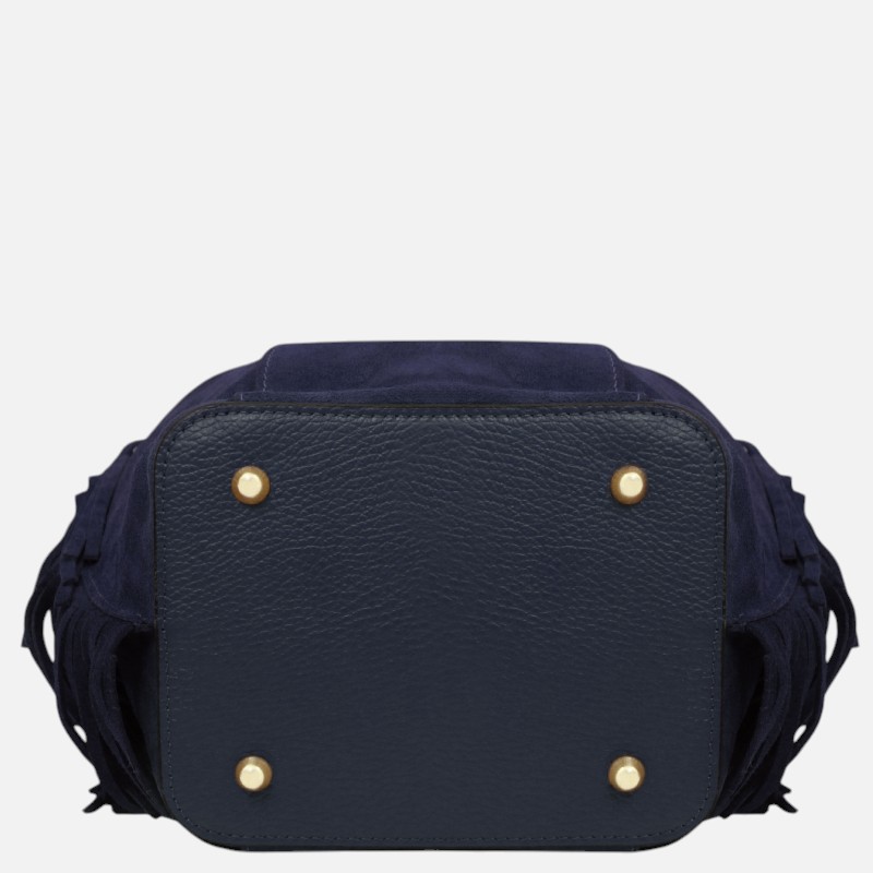 Nomade Suede leather fringe bucket bag - Μπλε σκούρο - Image 6