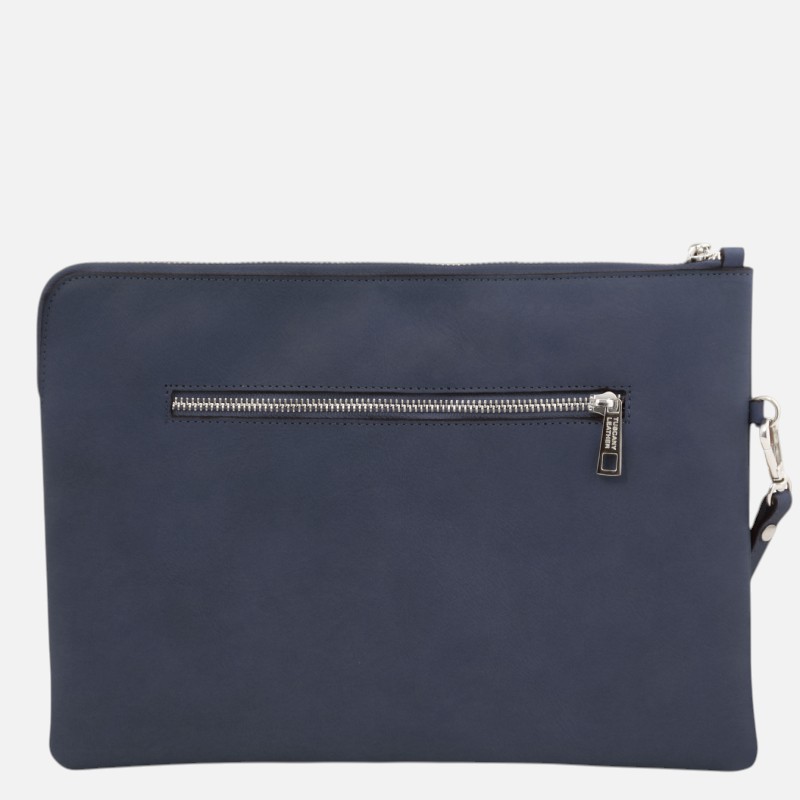 Giulio Maxi leather clutch with handle - Μπλε σκούρο - Image 4