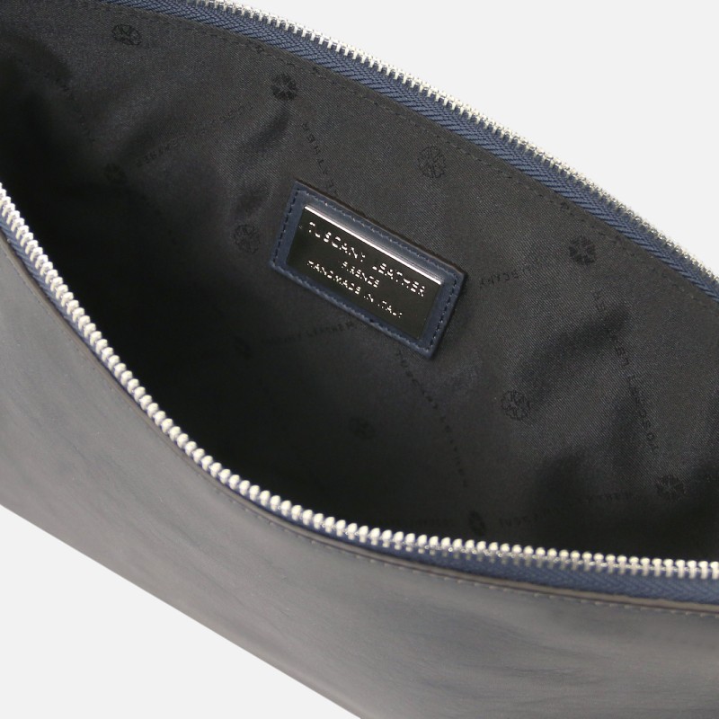 Giulio Maxi leather clutch with handle - Μπλε σκούρο - Image 3