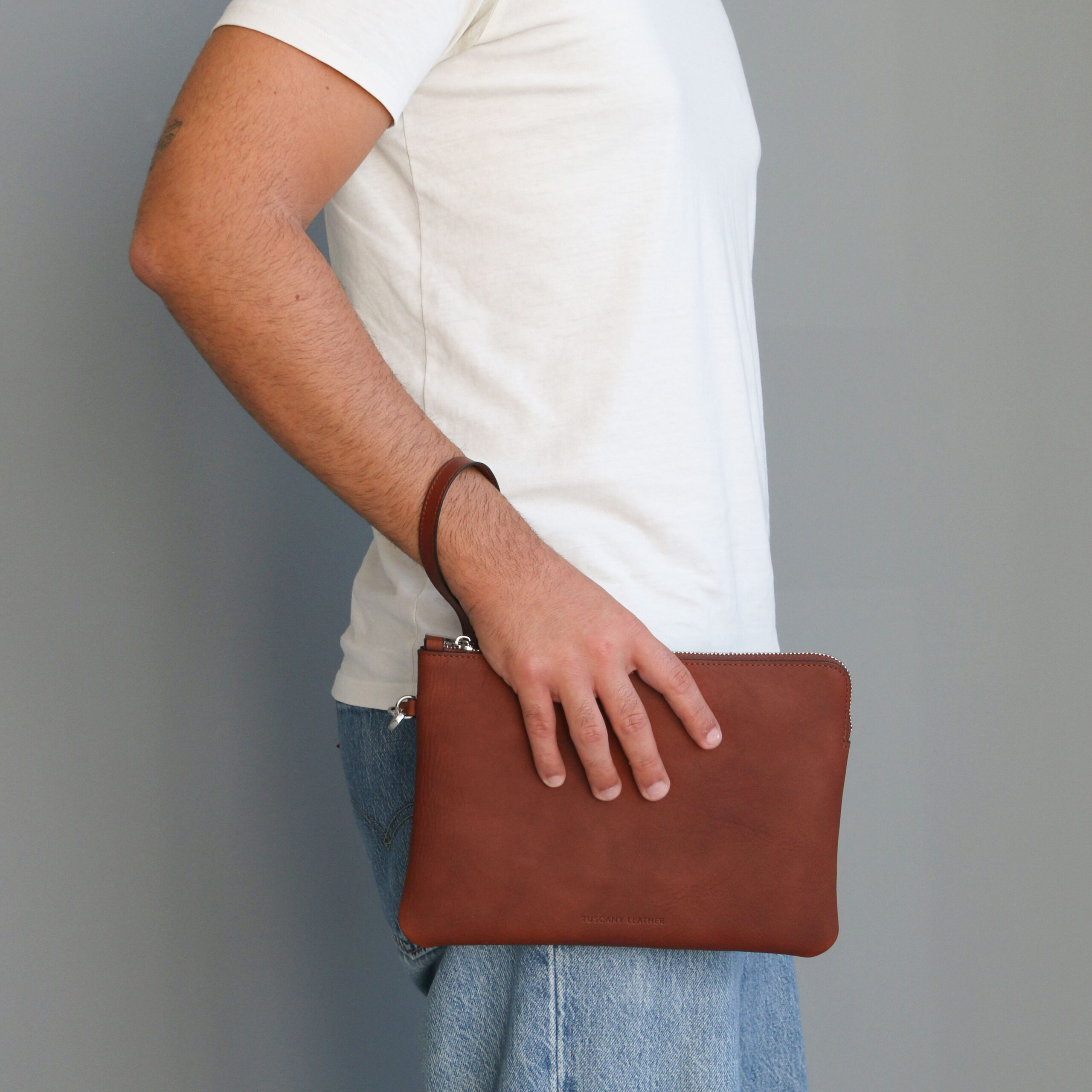 Will Leather clutch bag with handle - Κόκκινο - Image 5