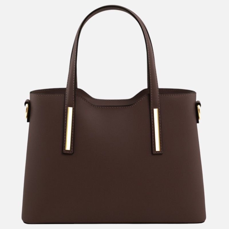 Olimpia Leather tote - Medium size - Σοκολατί - Image 5