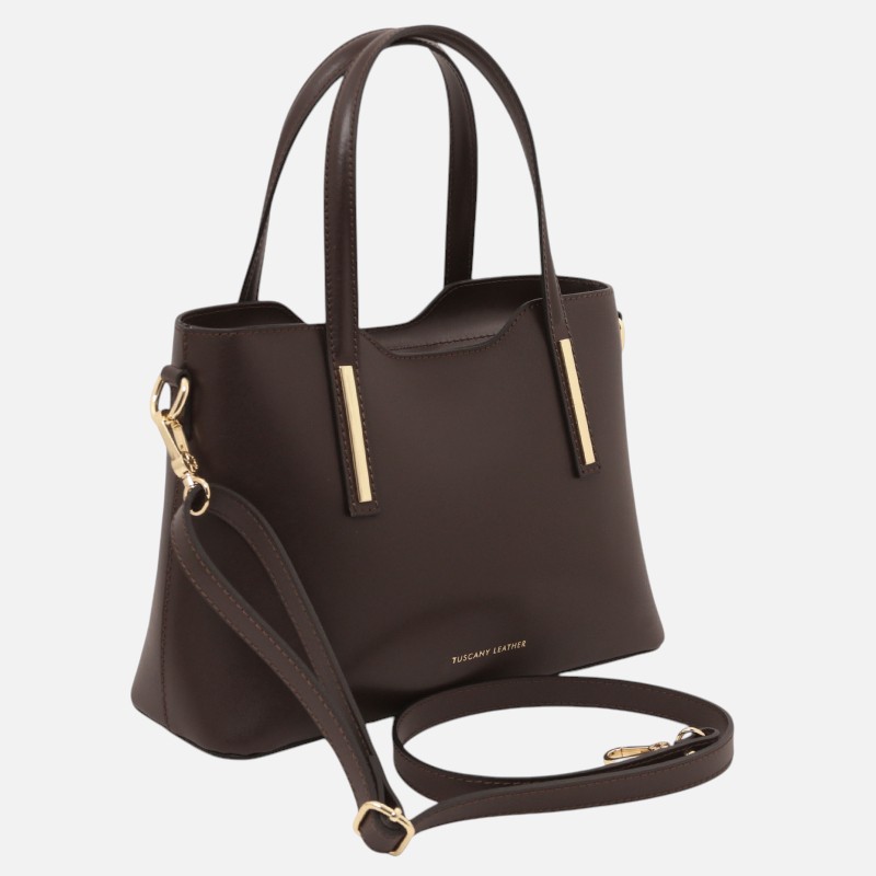 Olimpia Leather tote - Medium size - Σοκολατί - Image 2
