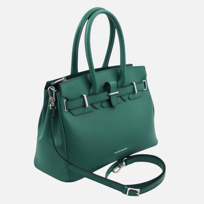 TL Bag Leather handbag - Πετρόλ - Image 2