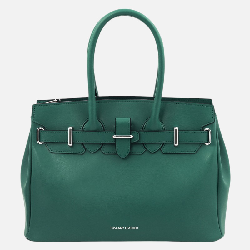 TL Bag Leather handbag - Πετρόλ