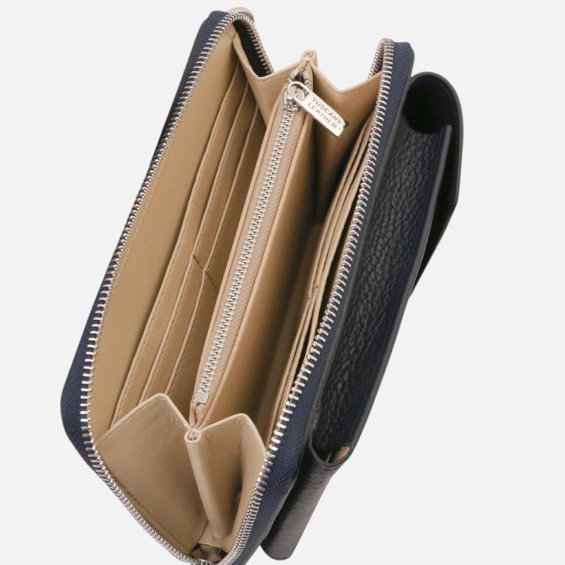 TL Bag Leather wallet/phone holder with strap - Μπλε σκούρο - Image 3