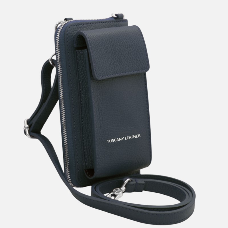 TL Bag Leather wallet/phone holder with strap - Μπλε σκούρο - Image 2