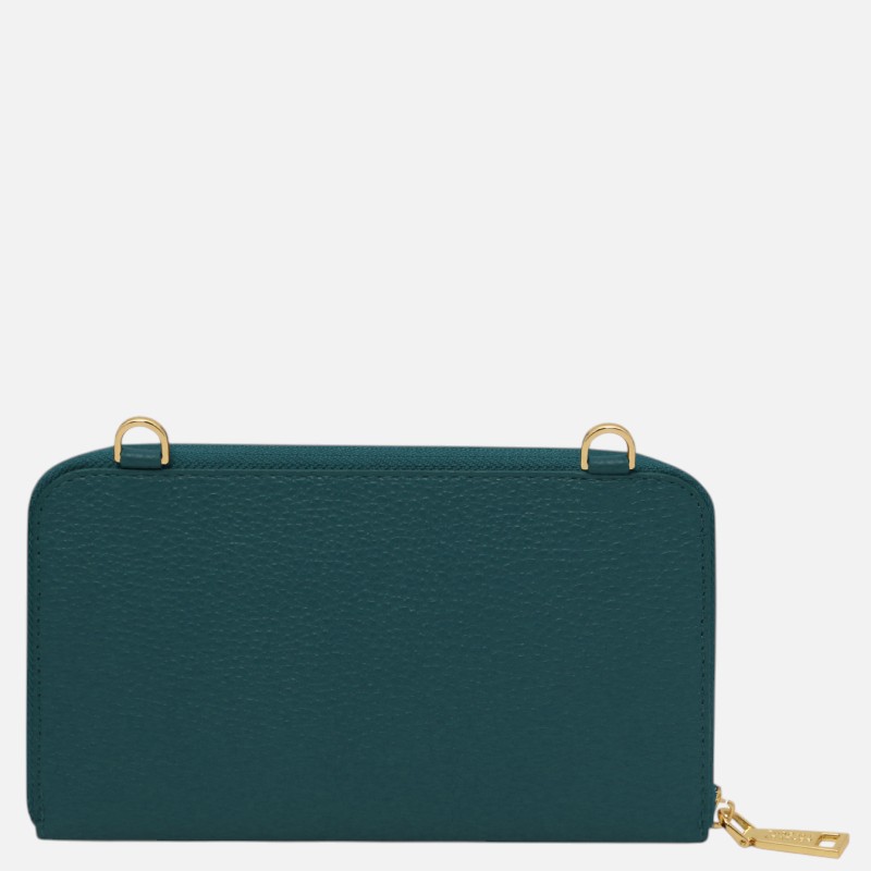 Urania Leather wallet/phone holder with strap - Πετρόλ - Image 5