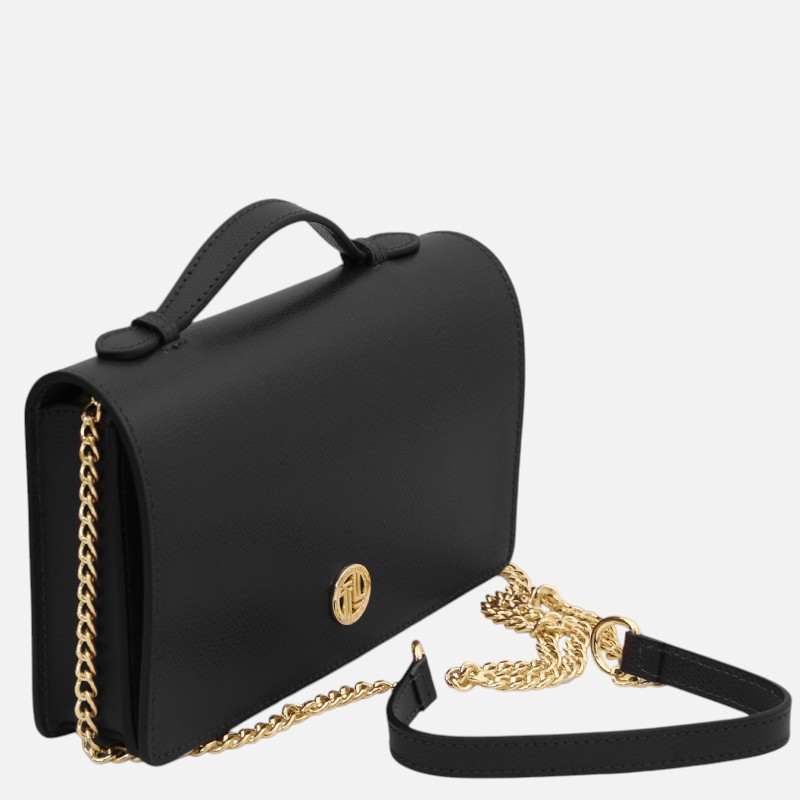 Opera Leather clutch with chain strap - Μαύρο - Image 2