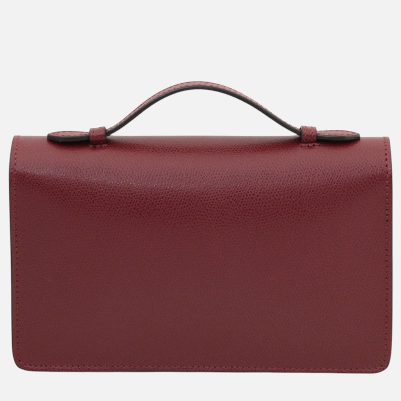 Opera Leather clutch with chain strap - Μπορντώ - Image 5