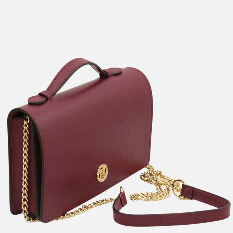 Opera Leather clutch with chain strap - Μπορντώ - Image 2