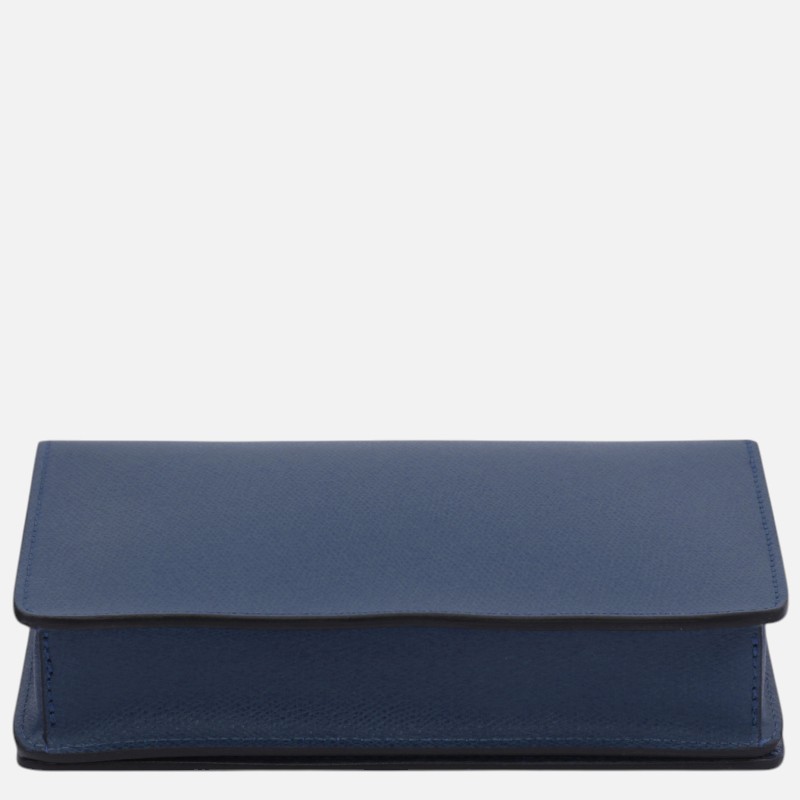 Opera Leather clutch with chain strap - Μπλε σκούρο - Image 4