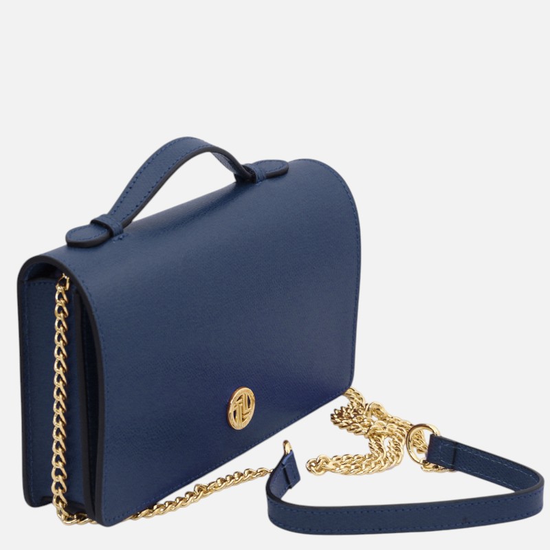 Opera Leather clutch with chain strap - Μπλε σκούρο - Image 2