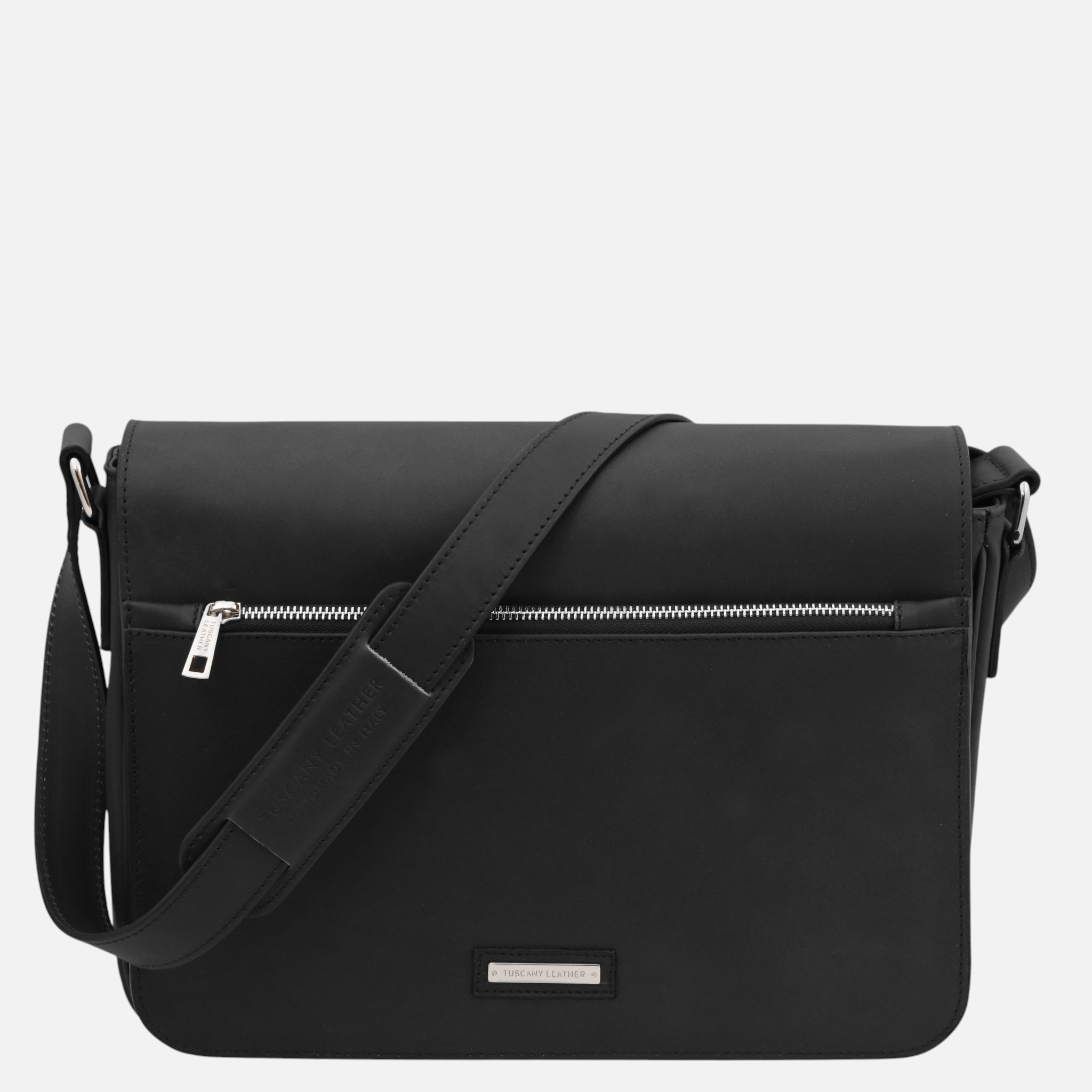 Messenger Leather messenger bag - Μαύρο