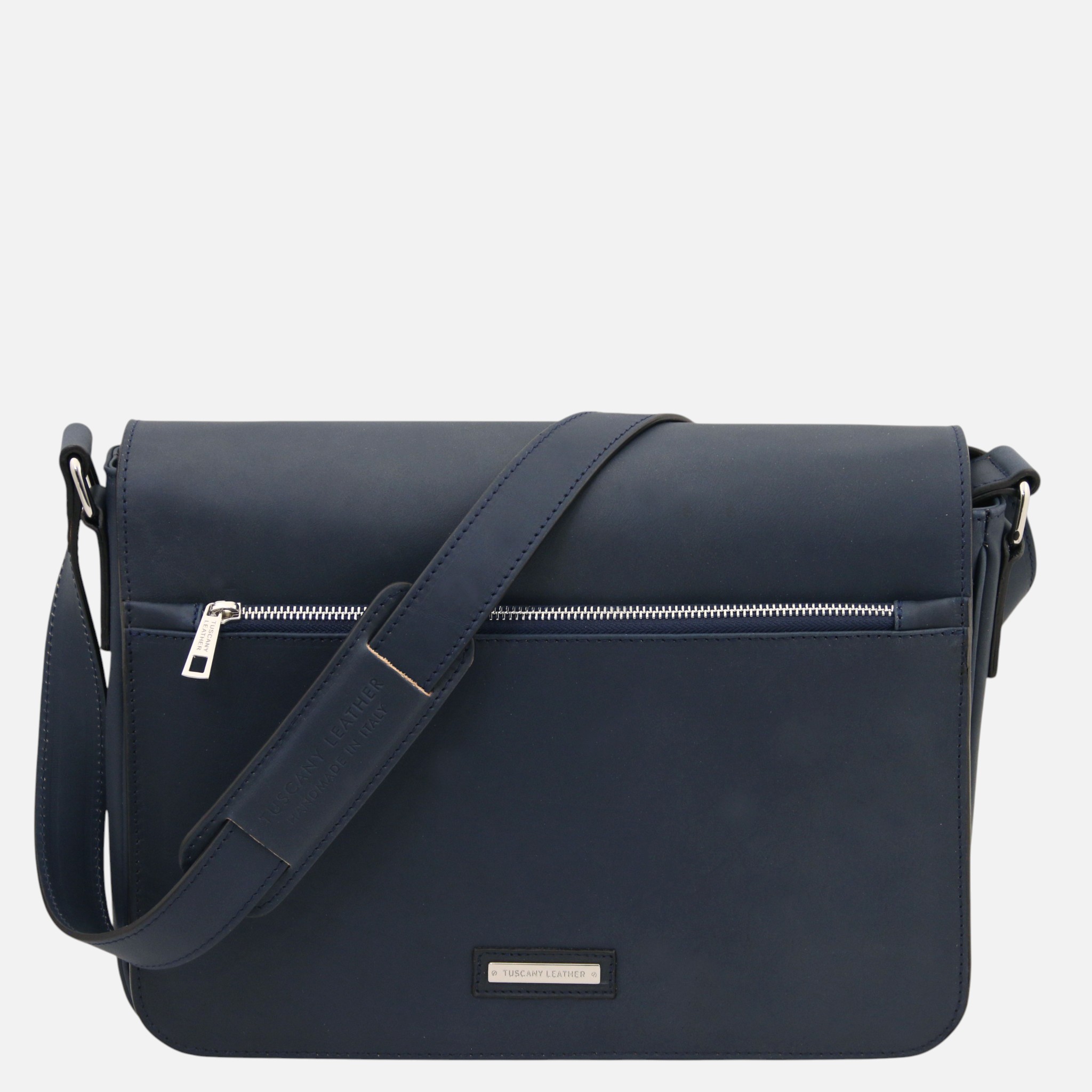 Messenger Leather messenger bag - Μπλε σκούρο
