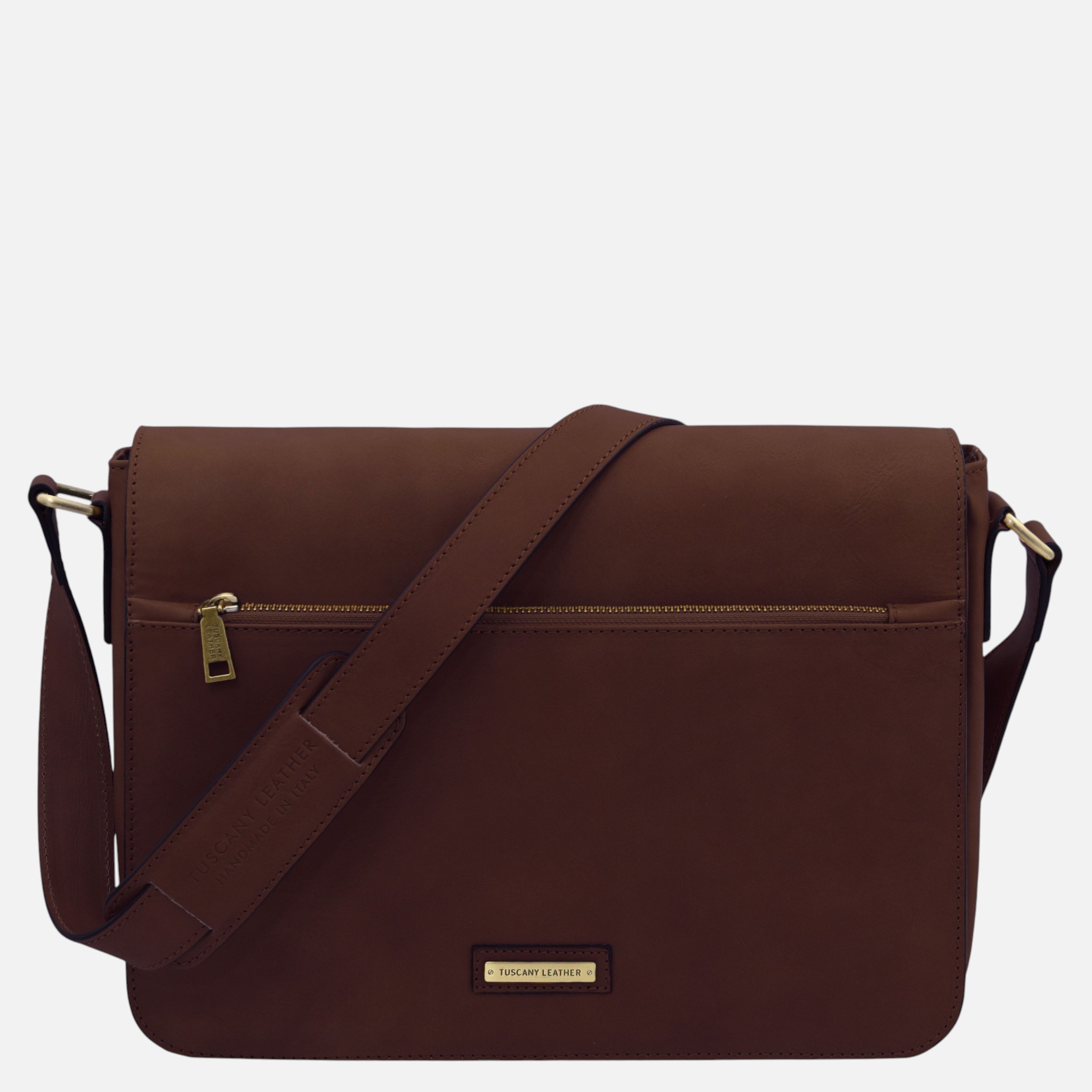 Messenger Leather messenger bag - Καφέ σκούρο