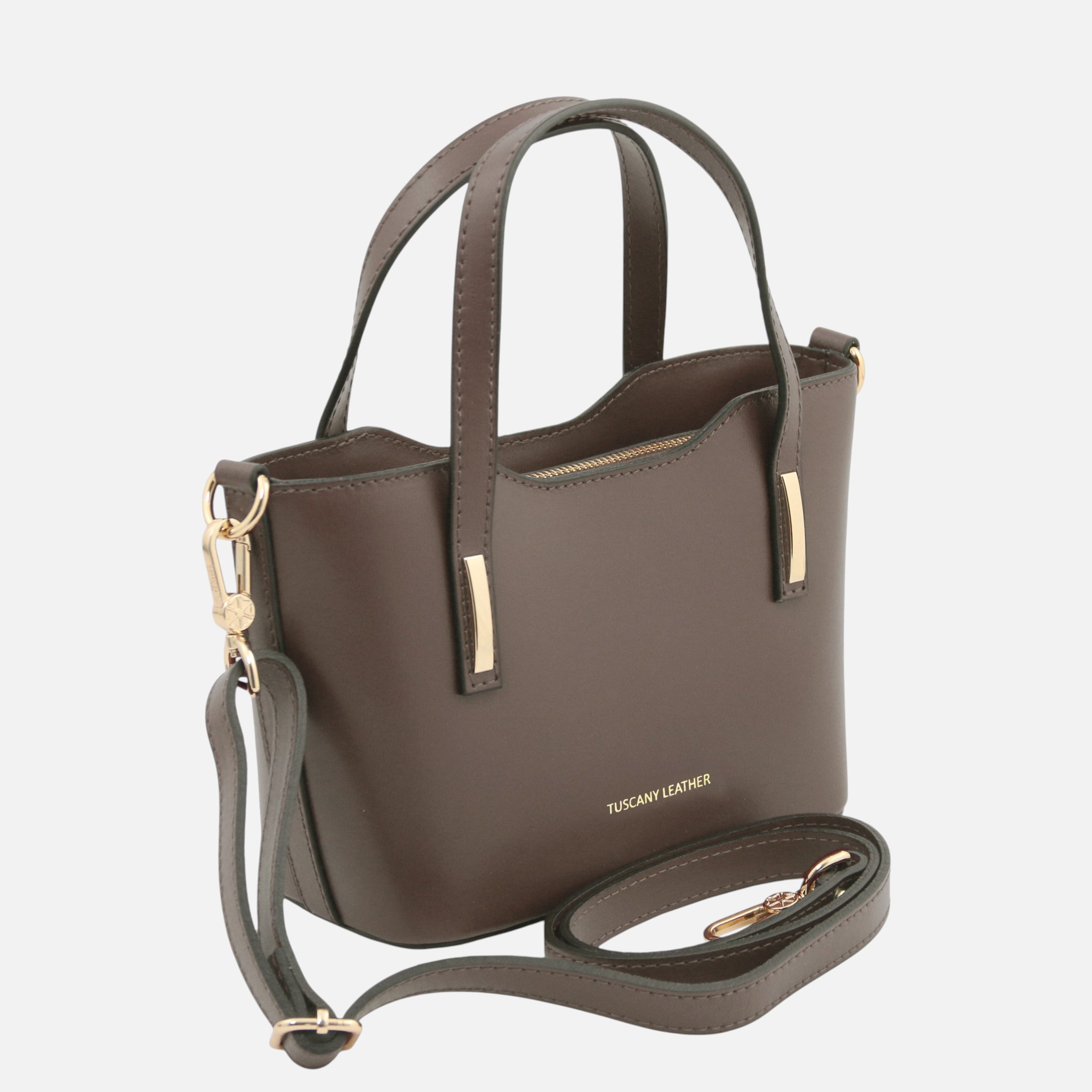 Olimpia Leather tote - Small size - Σταχτί σκούρο - Image 2