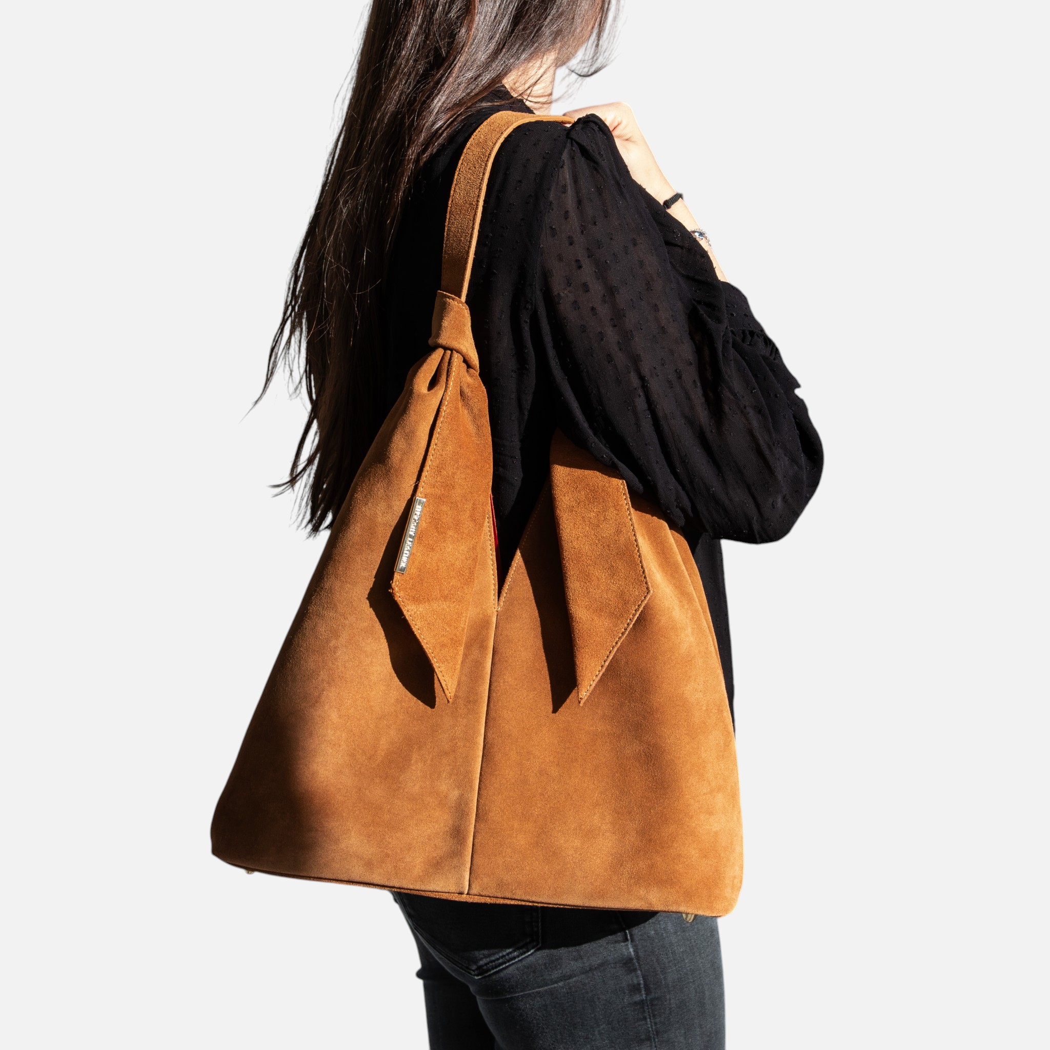 Ventura Suede leather shopping bag - Κονιάκ - Image 7