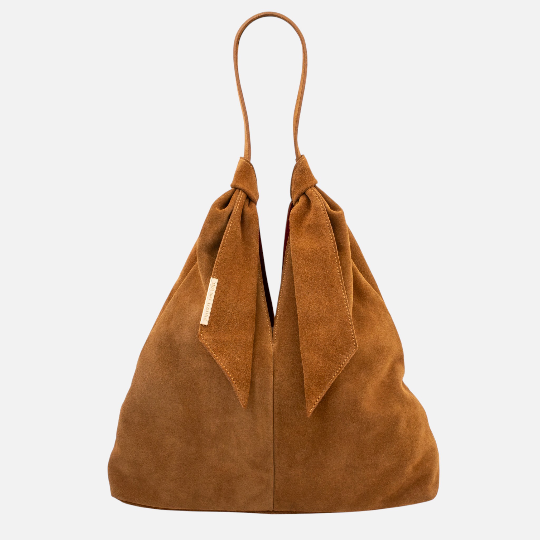 Ventura Suede leather shopping bag - Κονιάκ