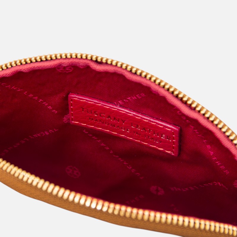 Vera Leather toiletry case in ostrich-print leather - Κονιάκ - Image 3