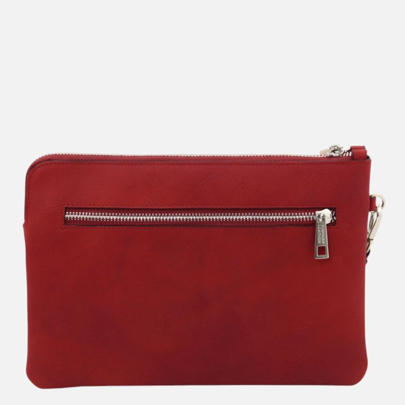 Will Leather clutch bag with handle - Κόκκινο - Image 4