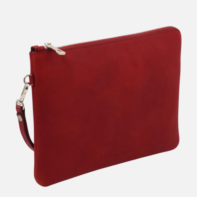 Will Leather clutch bag with handle - Κόκκινο - Image 2