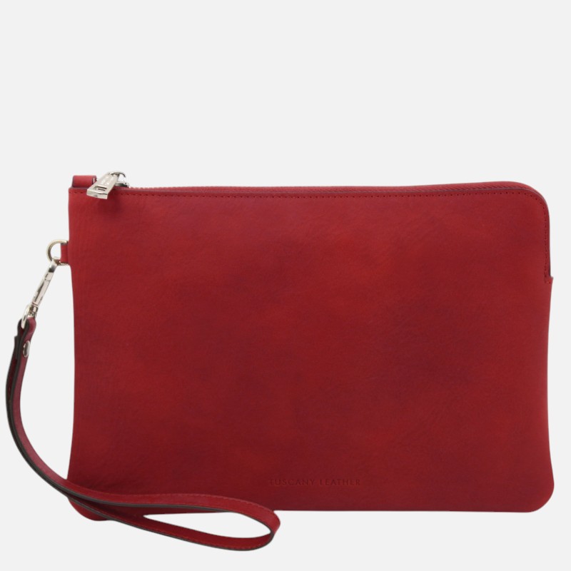Will Leather clutch bag with handle - Κόκκινο