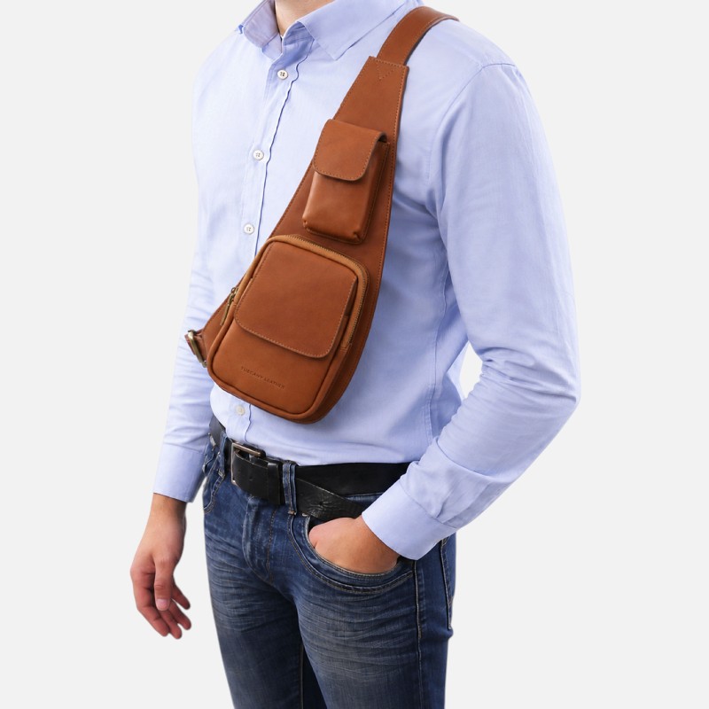 Leather crossover bag - Μαύρο - Image 7