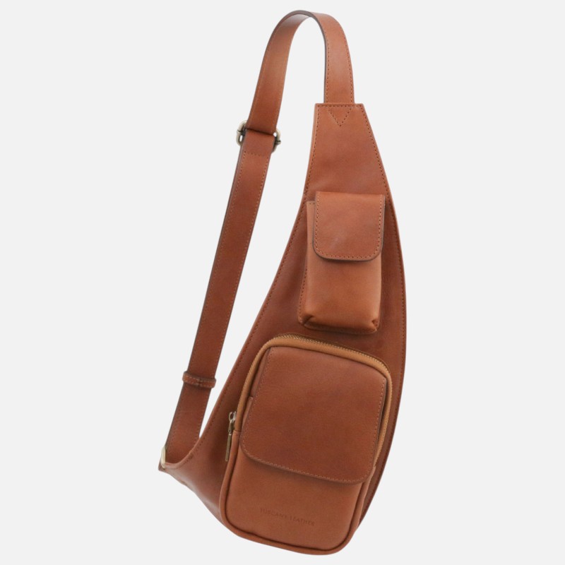 Leather crossover bag - Καφέ